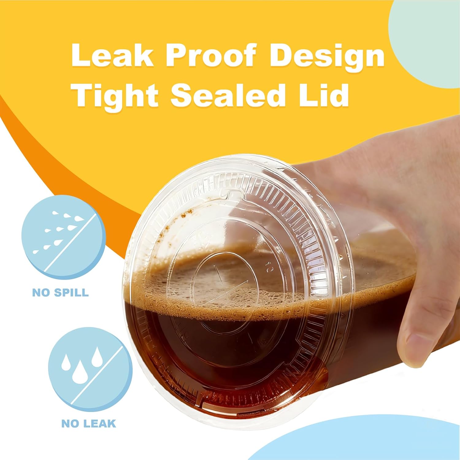 16 oz 100 Pack Disposable Clear Plastic Cups with Lids and Straws, Food Safe Bulk Iced Coffee Cups for Smoothies, Milkshakes and Other Cold Drinks - Image 2