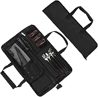 Vista 13 de Bolsa de rollo para cuchillos de chef, bolsa de cuchillo de chef Oxford resistente, estuche portátil para cuchillos de chef de 13 ranuras