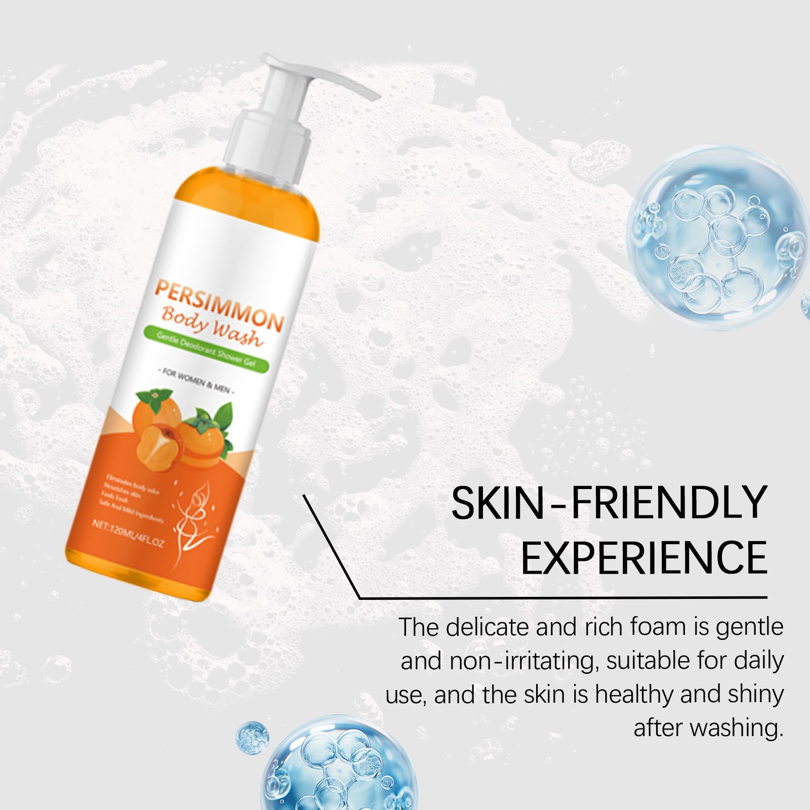 Gel Doccia al Cachi, Detergente Corpo Idratante e Delicato che Neutralizza gli Odori Estratto Naturale di Cachi, Gel Bagno Delicato per Uso Quotidiano Uomo e Donna, Tutti i Tipi di Pelle (3Pezzo)
