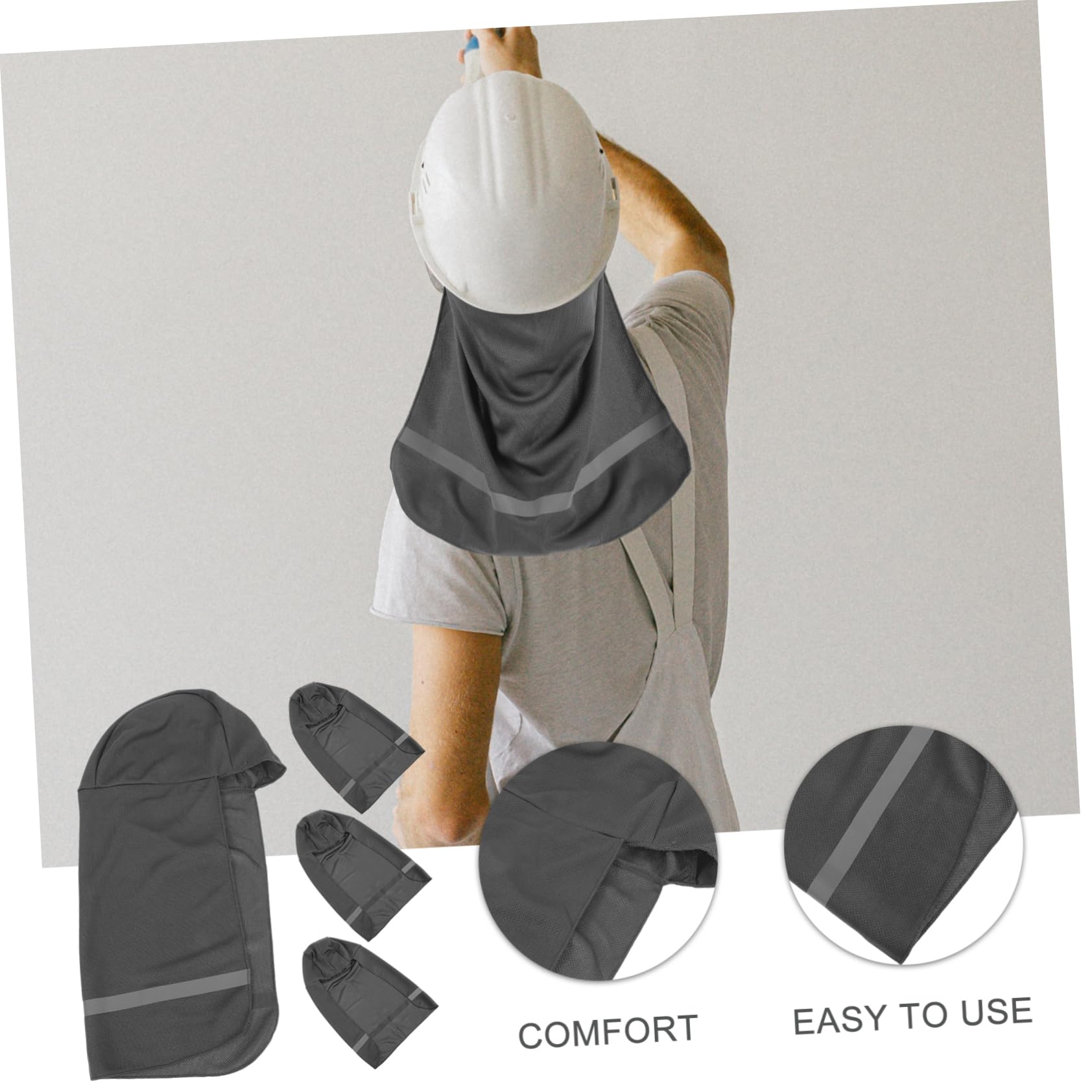SHINEOFI Parasol Construcción De Cascos Sombreros Duros Protector De Cuello Plegable Sudor Bandas Forro De Enfriamiento De Casco Gorra con Cuello Visera Tela Gris Oscuro