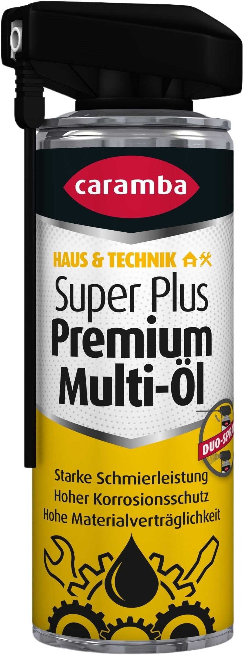 Caramba Super Plus Premium Multi Öl, Rostlöser, Schmiermittel, Kontaktspray und Reiniger, Verschleiß- und Korrosionsschutz, Dualer Sprühkopf, 300 ml