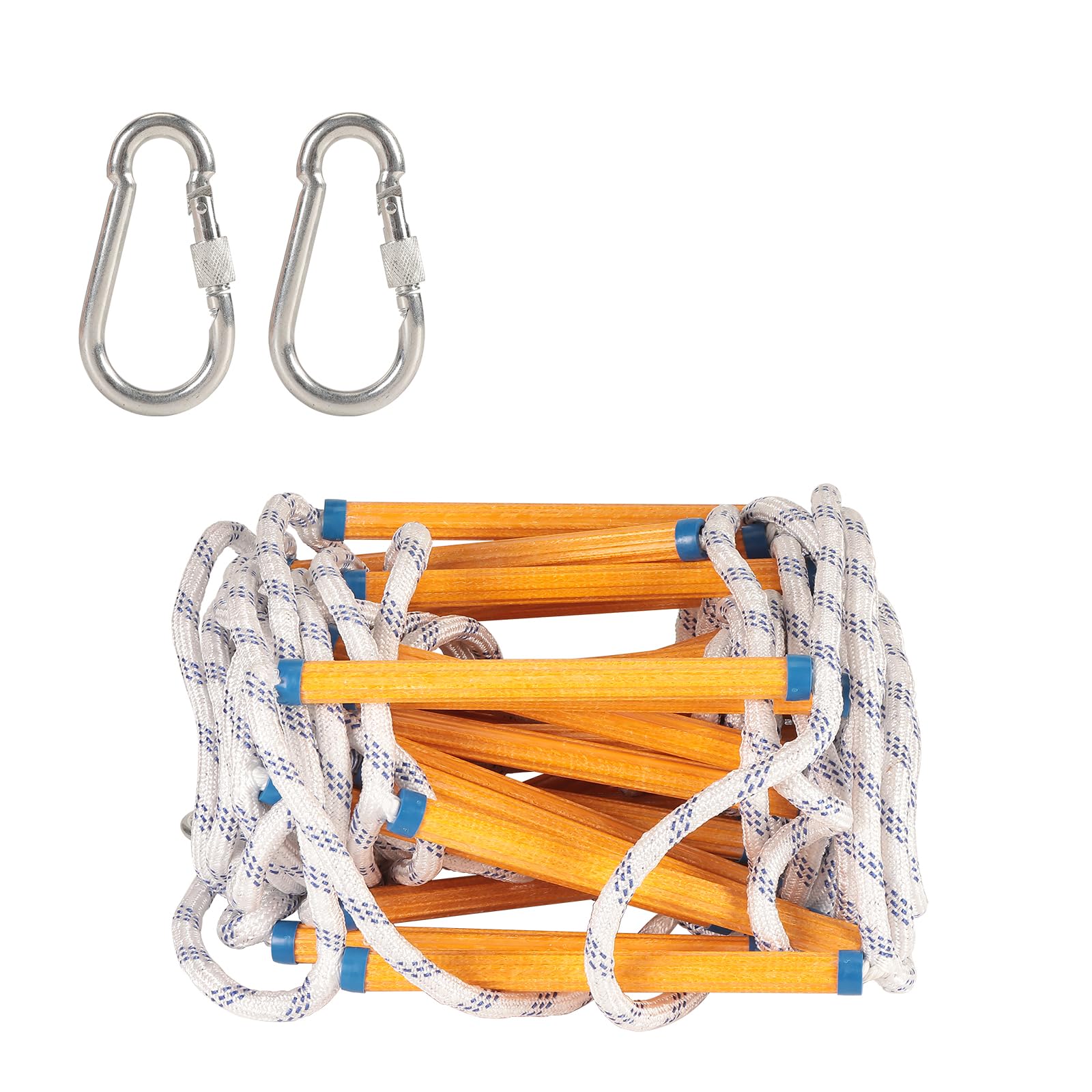 Echelle de Cordes 5M, Échelles de Secours Incendie avec 2 Crochet, Ignifuge et Résistant Charge 200 kg pour Adultes Enfants