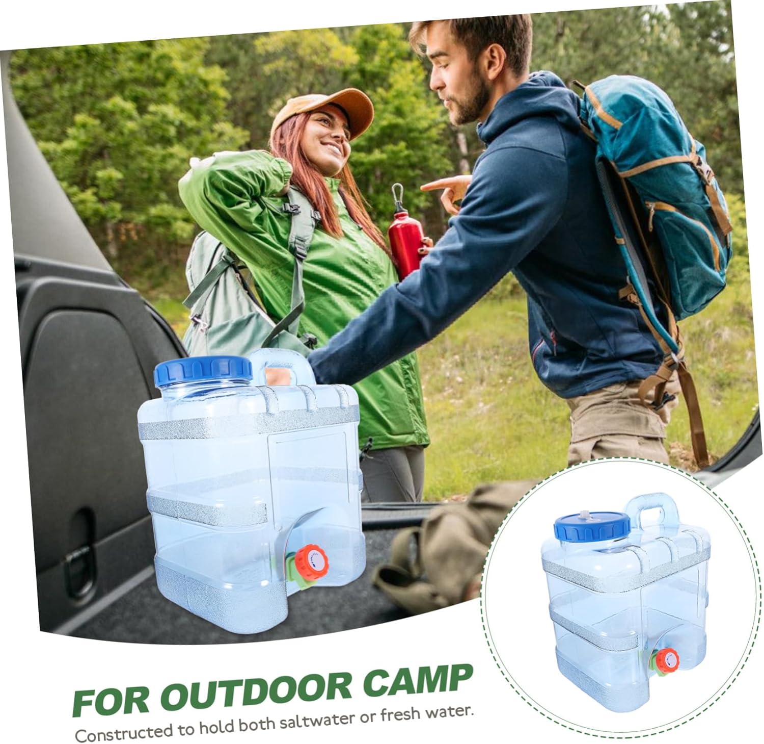 POPETPOP Portable Water Jug with Handle Lightweight Outdoor Water Container for Camping Car Driving Hiking Durable Easy to Fill and Carry