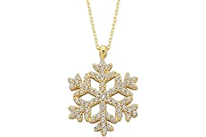 14K Solid Gold Snowflake Pendant Necklace for Women | Gifts for Her...