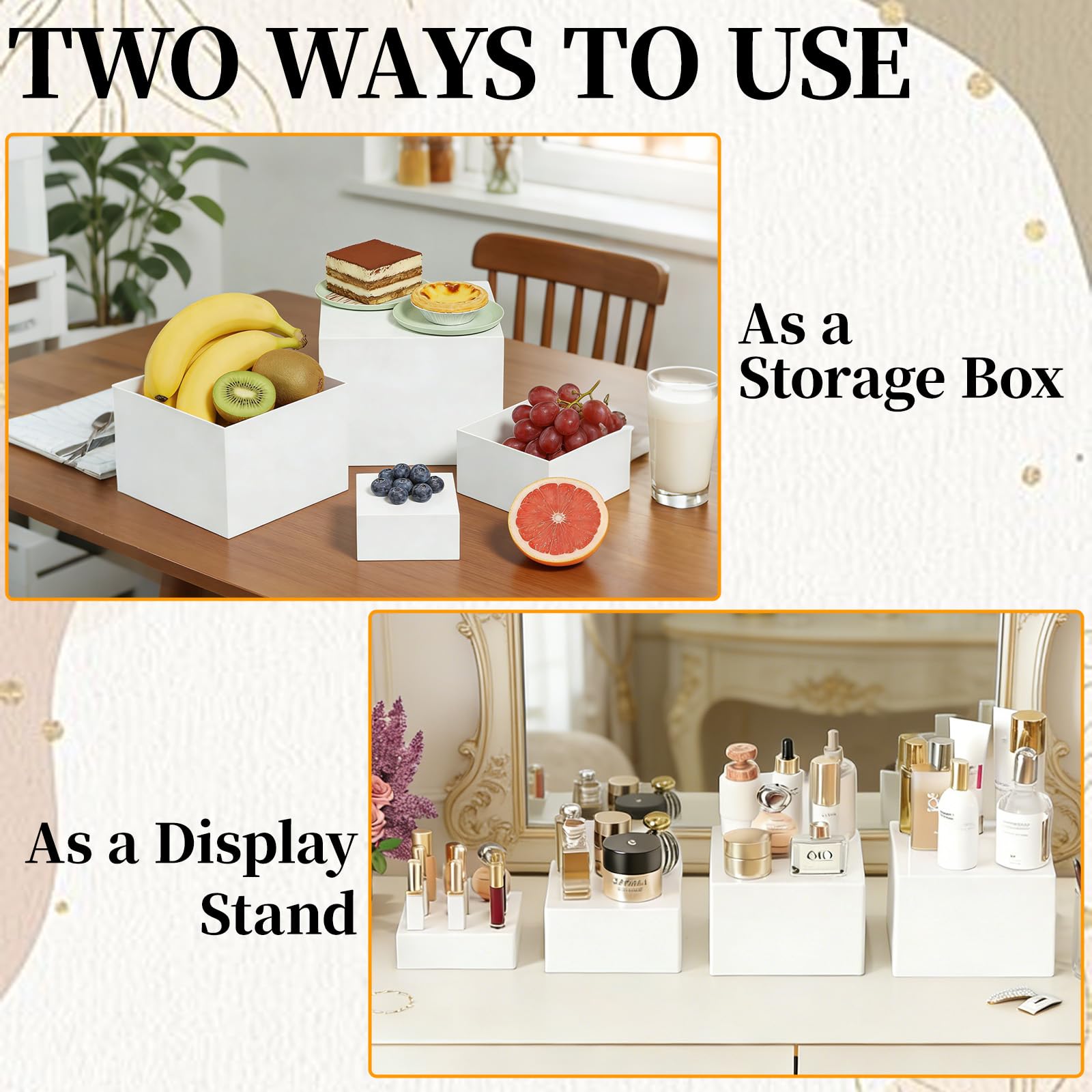 Lot de 6 Presentoir Aperitif Buffet Cube, Boîte de Présentation en Acrylique, 3-8in Presentoir Gateau avec Mini-étiquettes, Supports Buffet Mariage pour Traiteur, Dessert, Bijoux