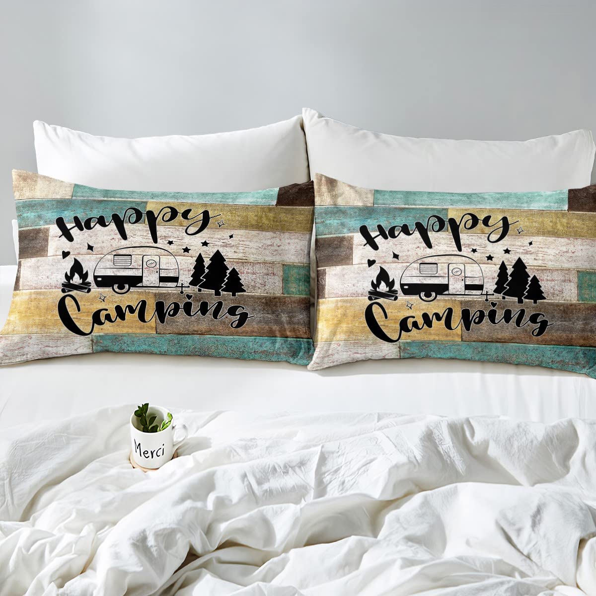Set Biancheria Letto Singolo Motivo Camper Verde - Avventura E Stile
