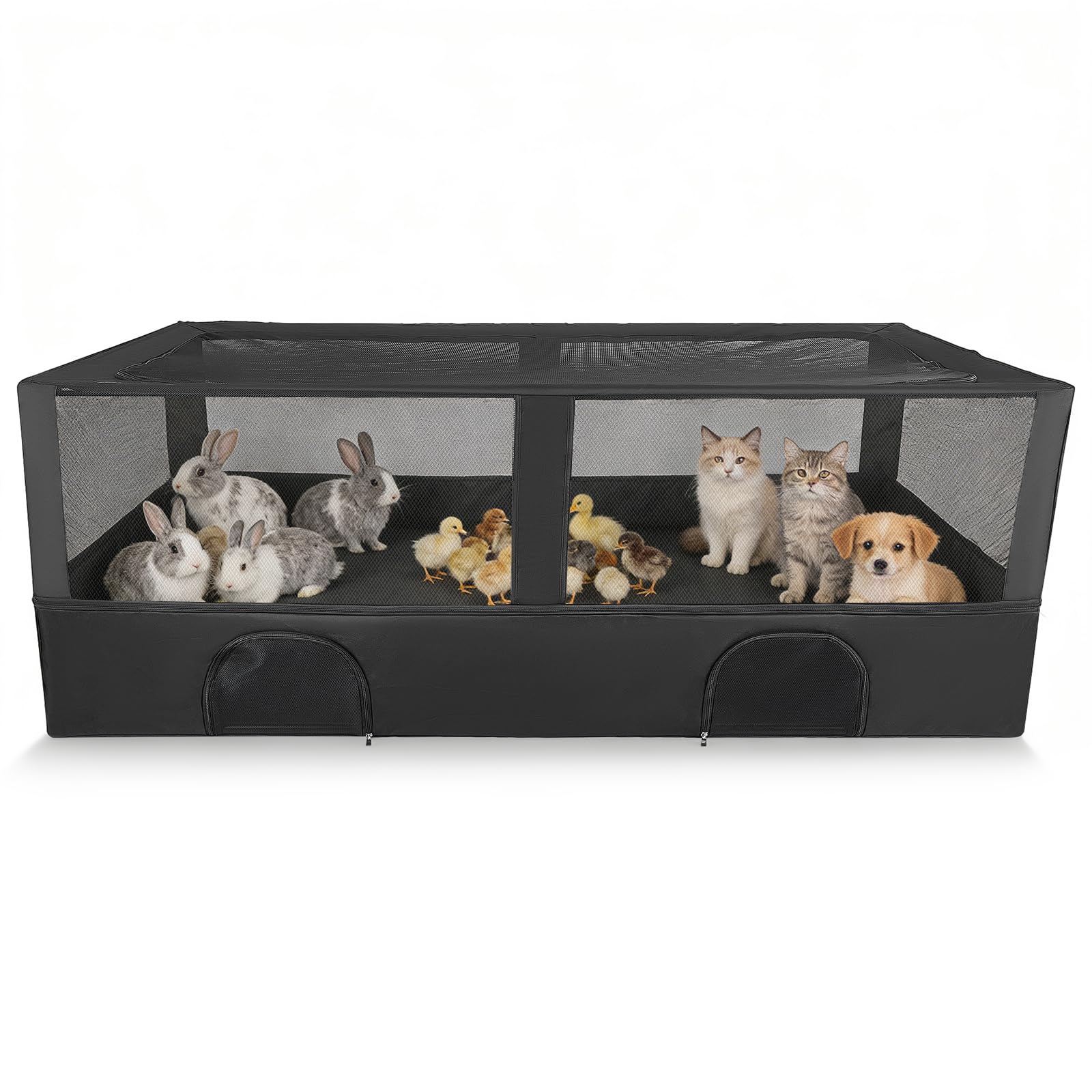 Parc pour Animaux Pliable 162 x 80 x 81 cm, Enclos Intérieur Extérieur Imperméable Grand Format, Cage pour Chiots, Chatons, Lapins et Petits Animaux, Structure en Acier, Portable et Facile à Installer