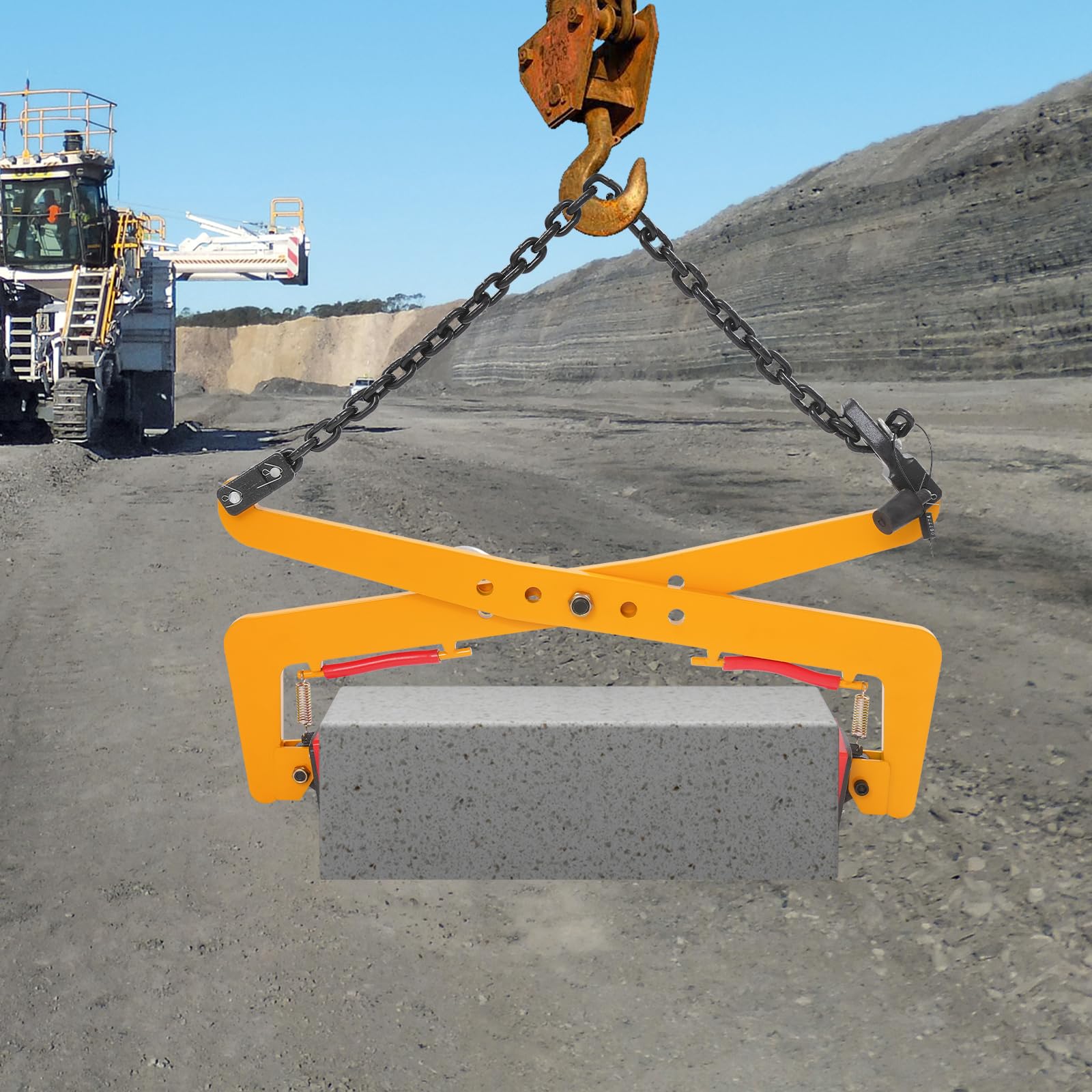 Heavy Duty Stone Lifting Clamp, Alloy Steel Stone Lifting Clamp, Adjustable Width 12.99-27.56 Inches, 1102 Lbs Load Capacity, Non-Slip Pad, Stone Slab Lifter for Construction, Shipbuilding