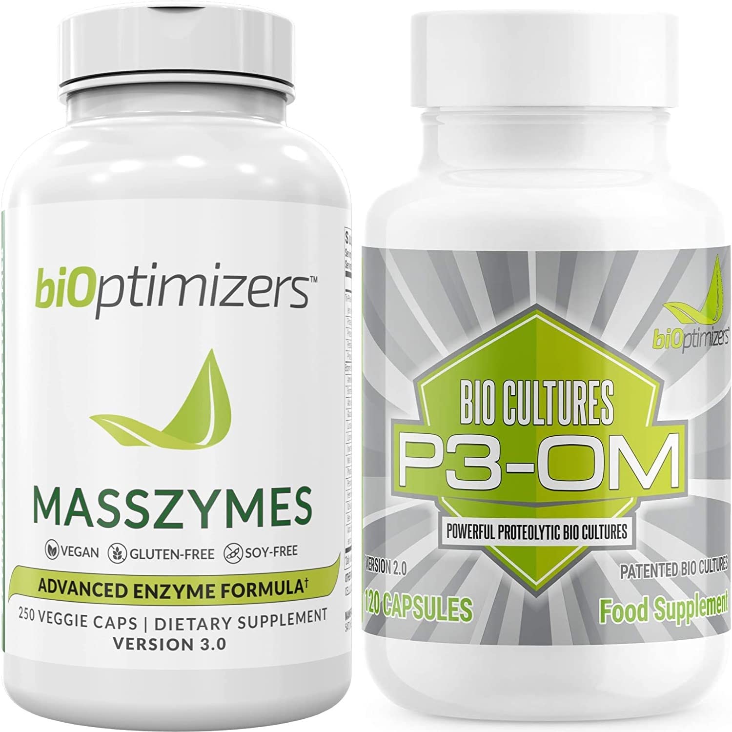 P3-OM & MassZymes Supplements Bundle | Premium Digestive Enzymes & Probiotics for Women & Men | Doctor-Formulated | 370 Capsules