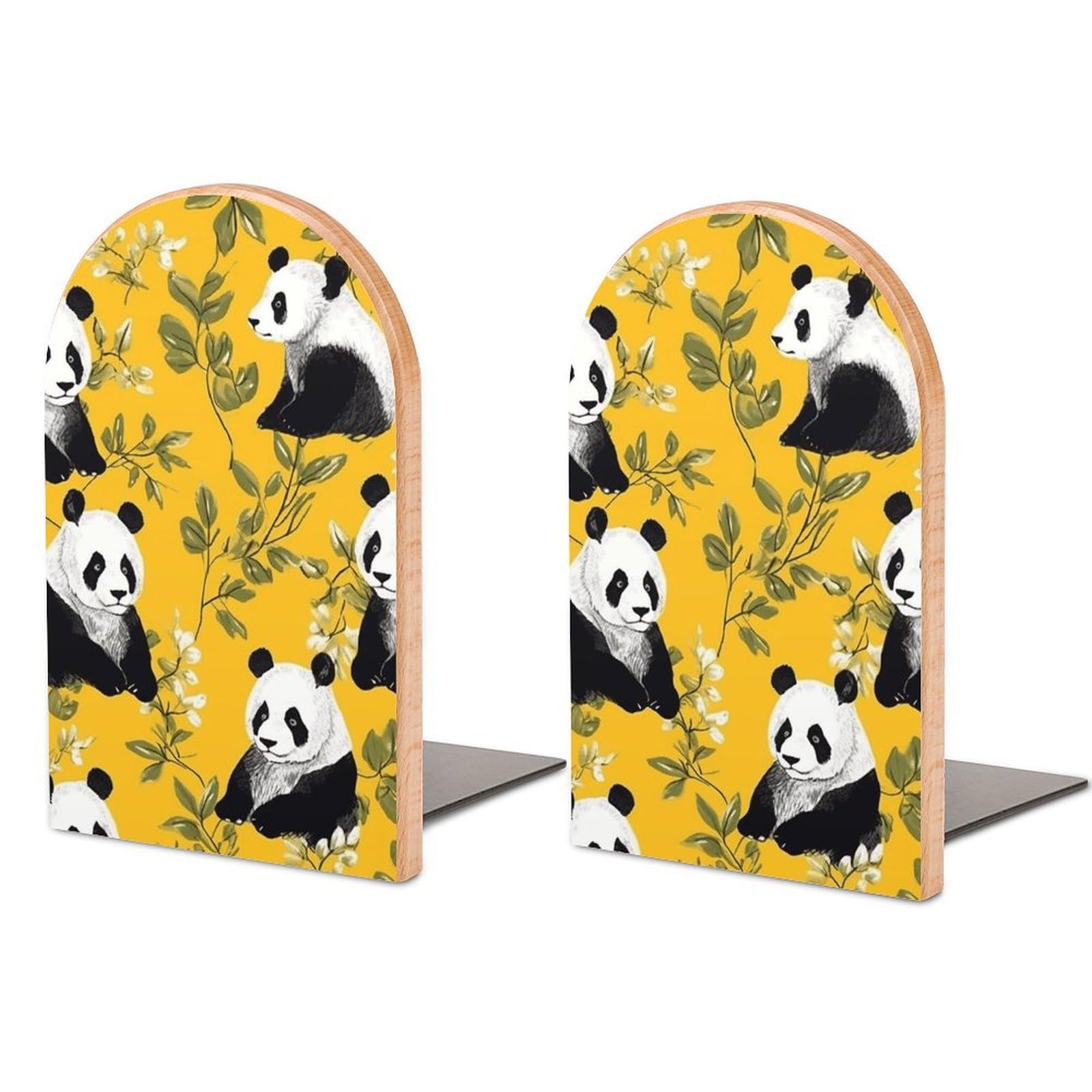 Serre-livres en bois antidérapant panda pour DVD et CD