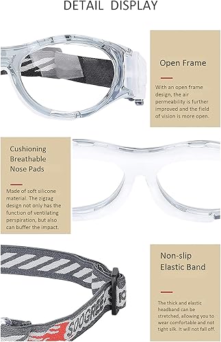 Miniatura 5 de Gafas deportivas para niños, gafas de baloncesto y fútbol, gafas de seguridad para niños, antichoque, marco de colisión, 7-14