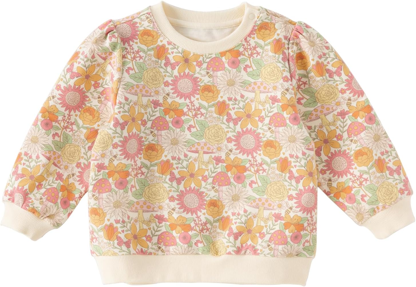DAVE&BELLA Toddler Baby Girl Sweatshirts, Striped Pullover Crewneck Hoodies Warm Spring Fall Floral Blouse Shirt Tops