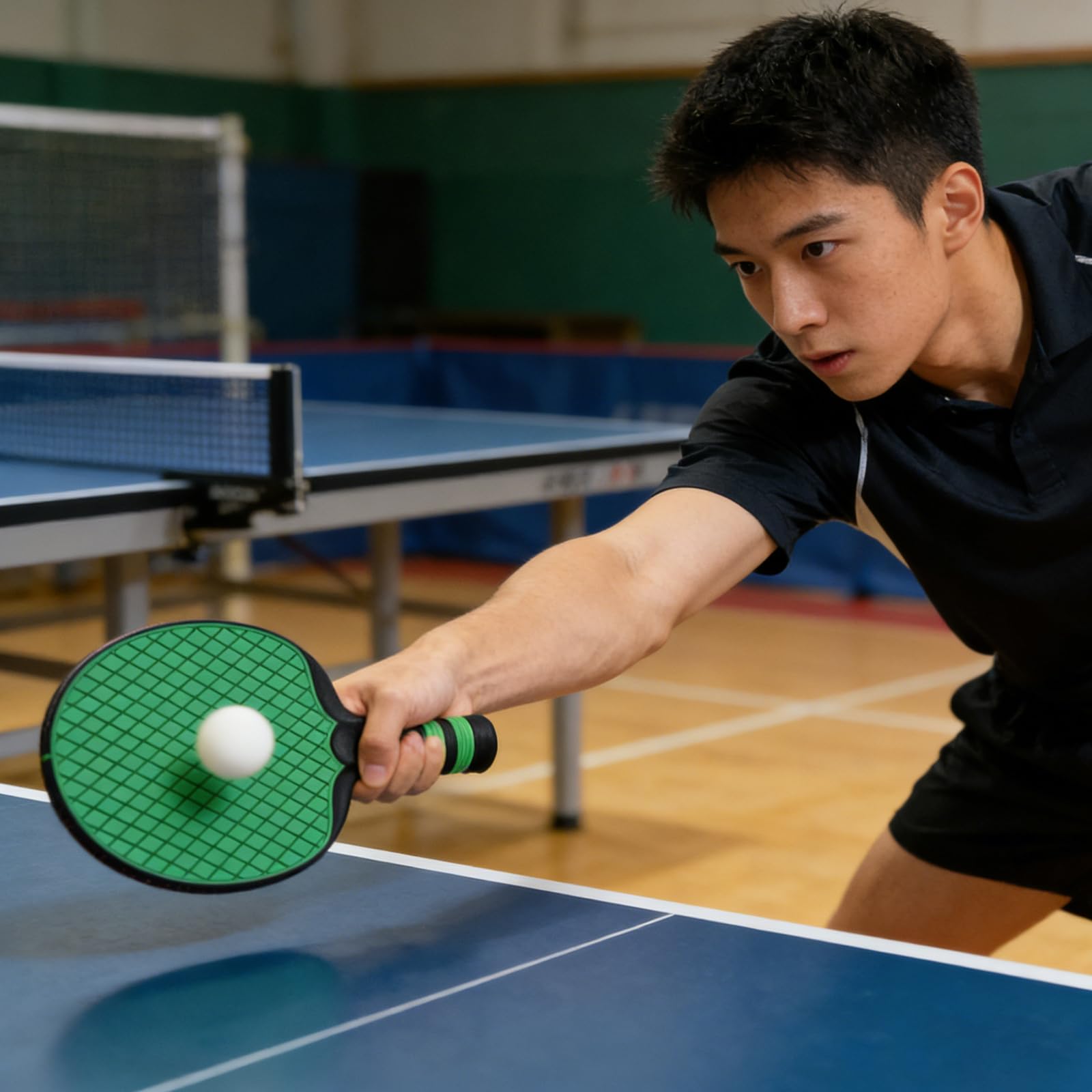 Veemoon Lot de 2 Raquettes de Ping-Pong Vertes Prise Porte-Plume et Classique, Raquettes D’entraînement Tennis de Table Surface de Contrôle Optimale, Manche Ergonomique Antidérapant