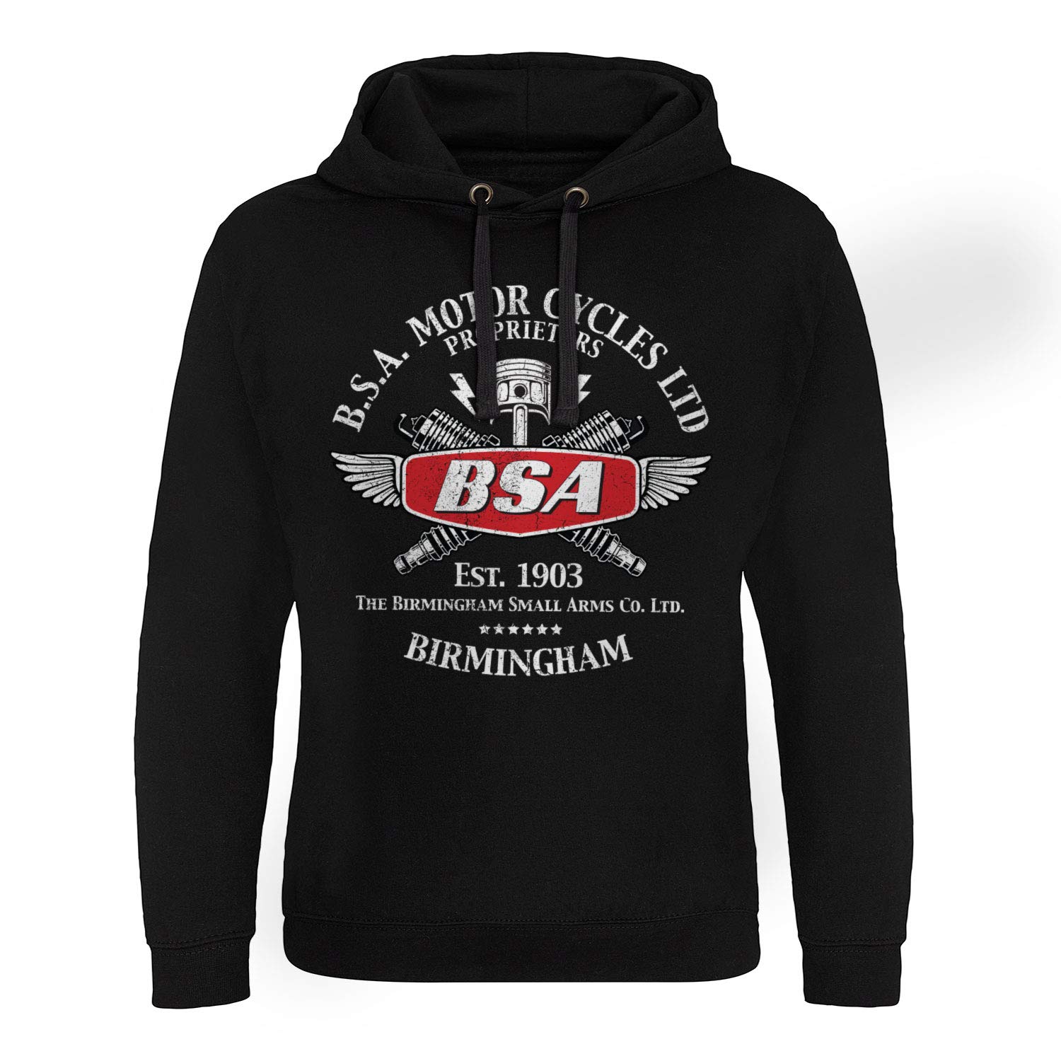 BSA Officially Licensed B.S.A. Motor Cycles Sparks Epic Hoodie (Black), XX-Large