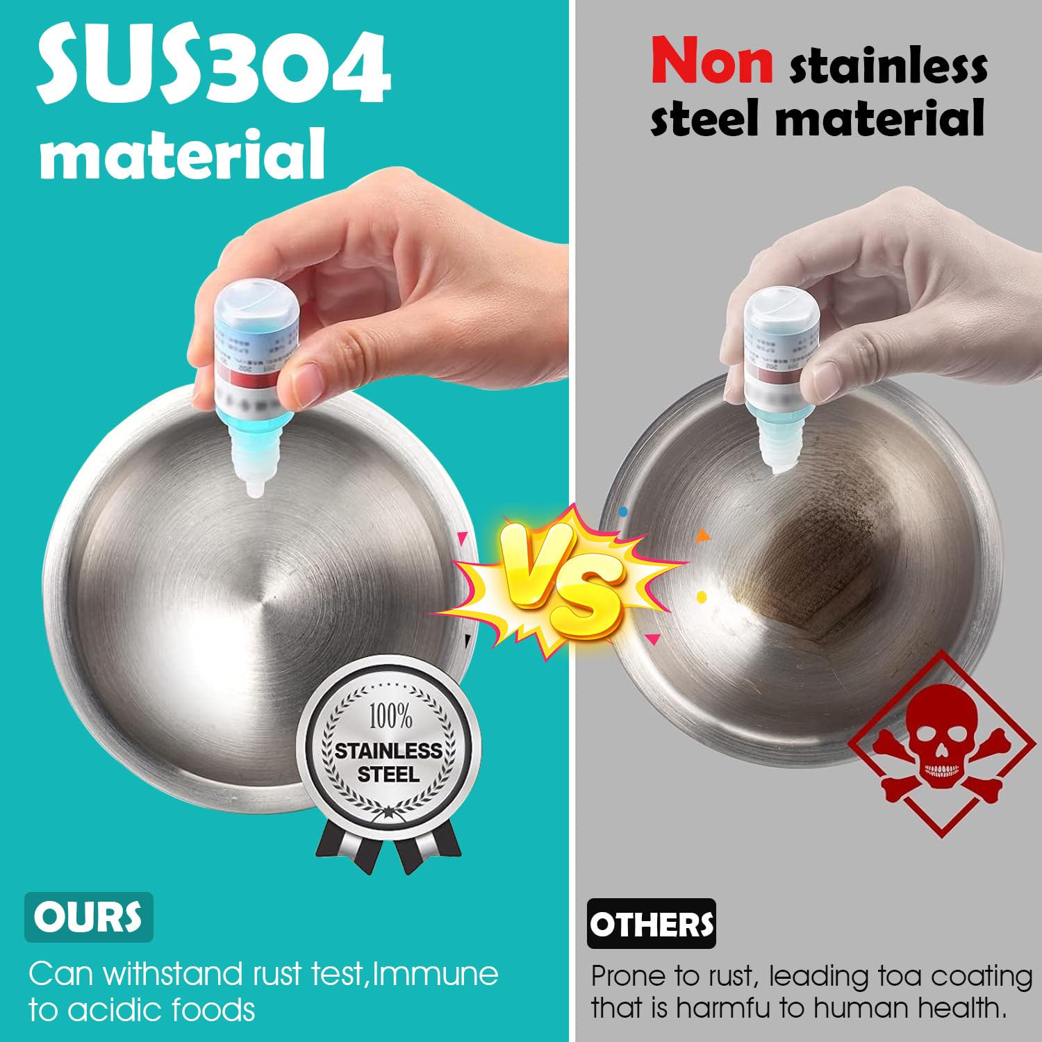 Mortero y mano de acero inoxidable, trituradora de alimentos pulida de 5 pulgadas con tapa, trituradora de píldoras resistente, molinillo de especias, trituradora de hierbas de rendimiento mejorado