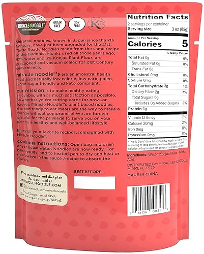 Miniatura 8 de Miracle Noodle Paquete variado (pelo de ángel, fettuccine, espagueti y arroz)  Listo para comer, fideos Shirataki, arroz Shirataki, keto, sin