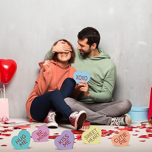 Miniatura 3 de Qunclay 6 piezas de decoración del día de San Valentín, decoración de mesa de corazón de madera, letrero de dulce amor, bandeja escalonada, centro