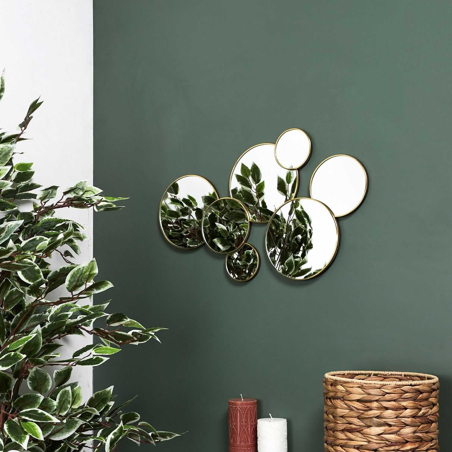 Elegant Round Mirror with Gold Leaves Design – Decorative Wall Mirror for Living Room, Bedroom, and Entryway – Unique and Chic Home Décor 30inches
