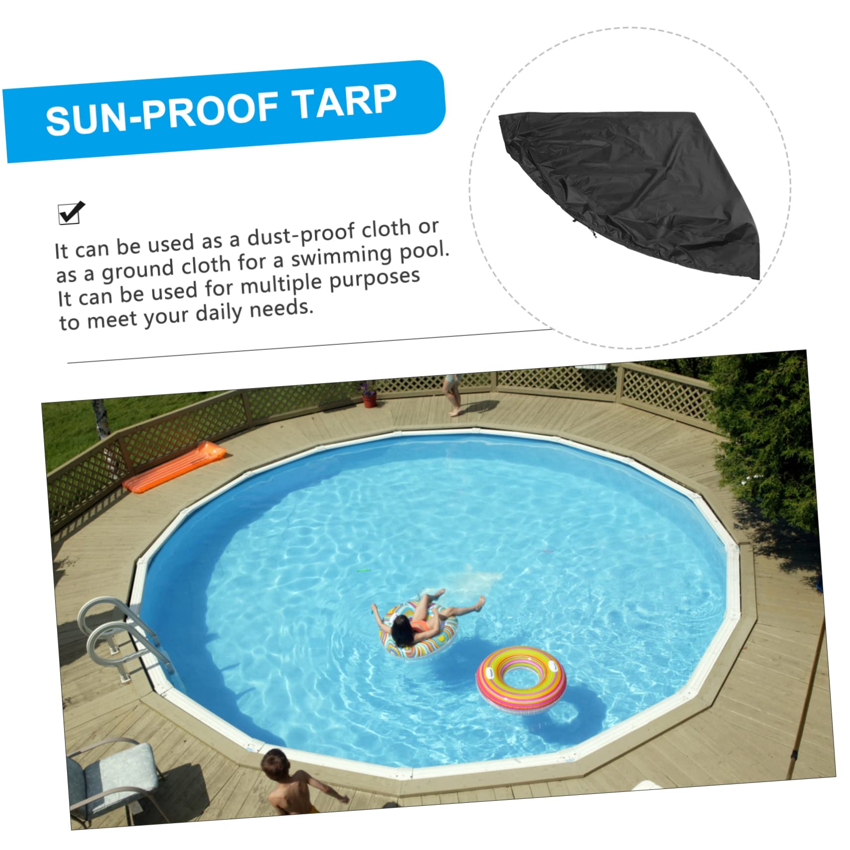 BCOATH Trampoline Protective Cover Round Cover for Inflatable Pools Trampolines Uv Oxford Cloth Reduces Water Evaporation