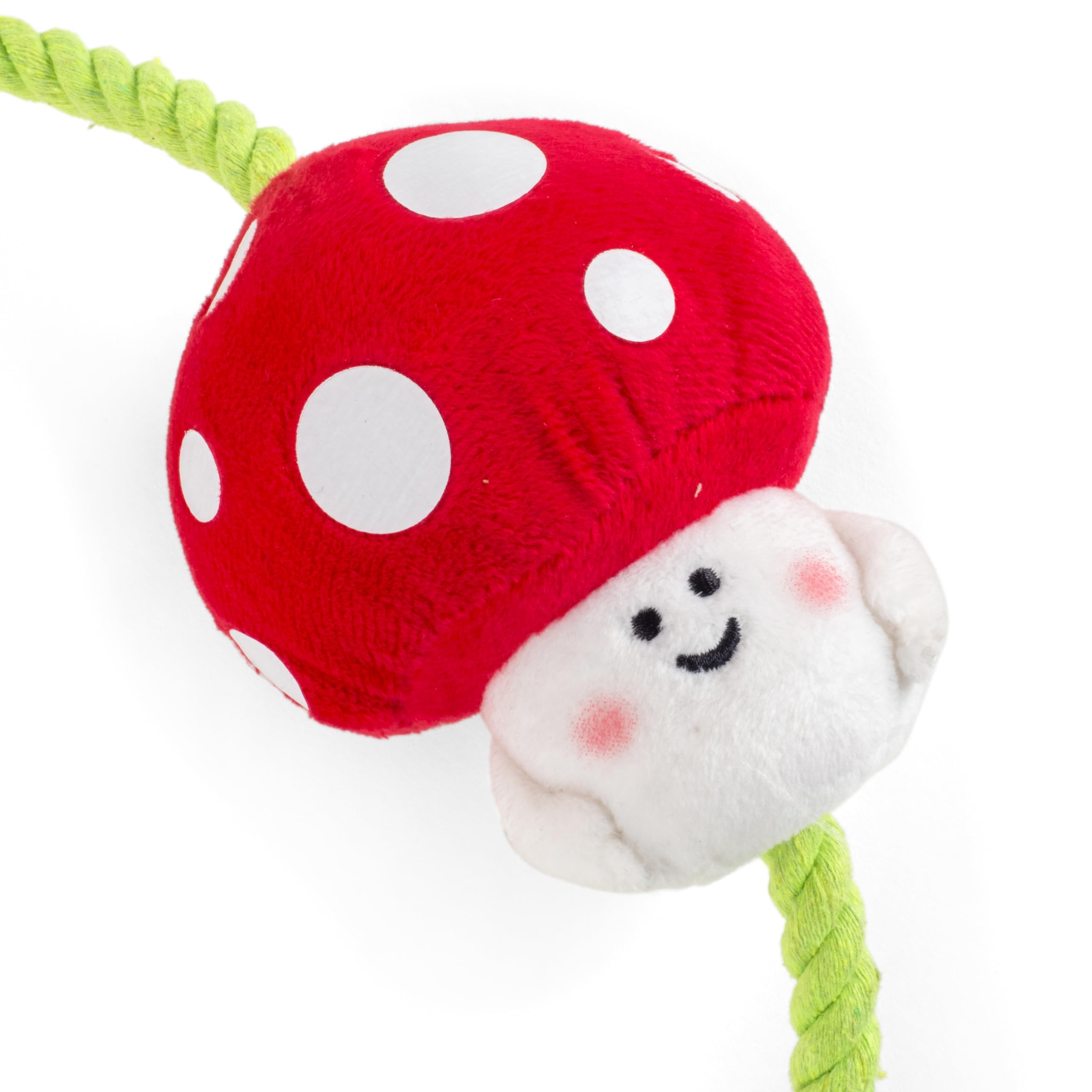 Fuzzl Tugga Magic Shrooms Dog Toy 75cm - Rope Latex and Plush Dog and Puppy Throw Fetch and Tug with Squeaker Mushrooms Enrichment - Image 4