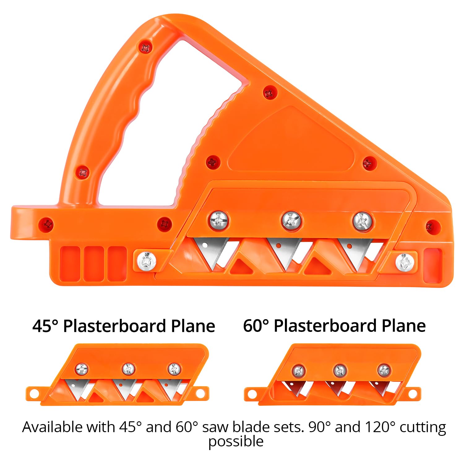 QWORK® Raboteuse de chant pour plaques de plâtre à 45° et 60°, robuste rabot plaque de platre, comprenant 10 lames de rechange