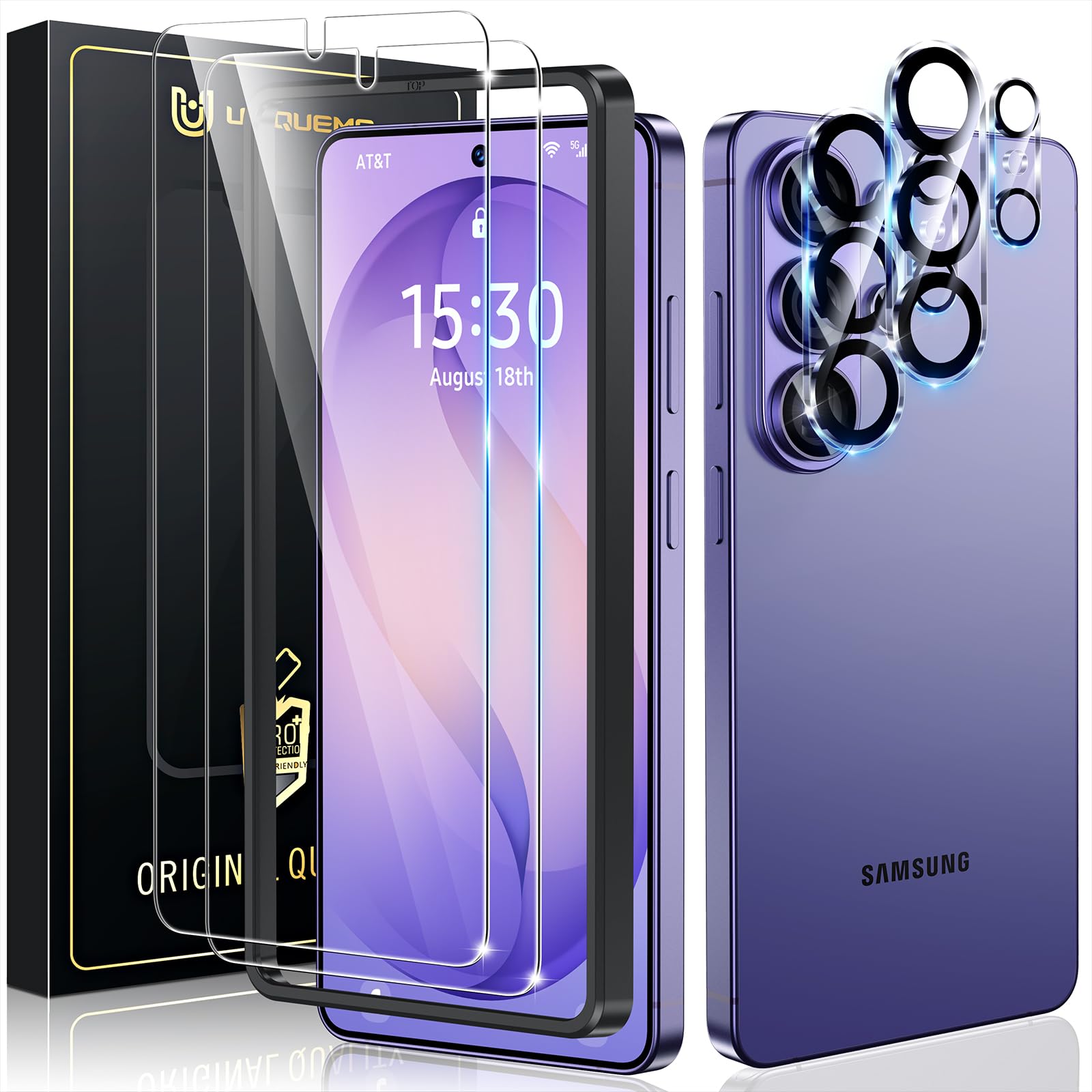 UniqueMe für Samsung Galaxy S26 Plus für Panzerglas - Folie & Kameraschutz | 2 Schutzfolie & 2 Kamera Schutz für Samsung Galaxy S26 Plus, Staub Anti Fingerabdruck Schutzglas, Anti Bläschen Displayschutz