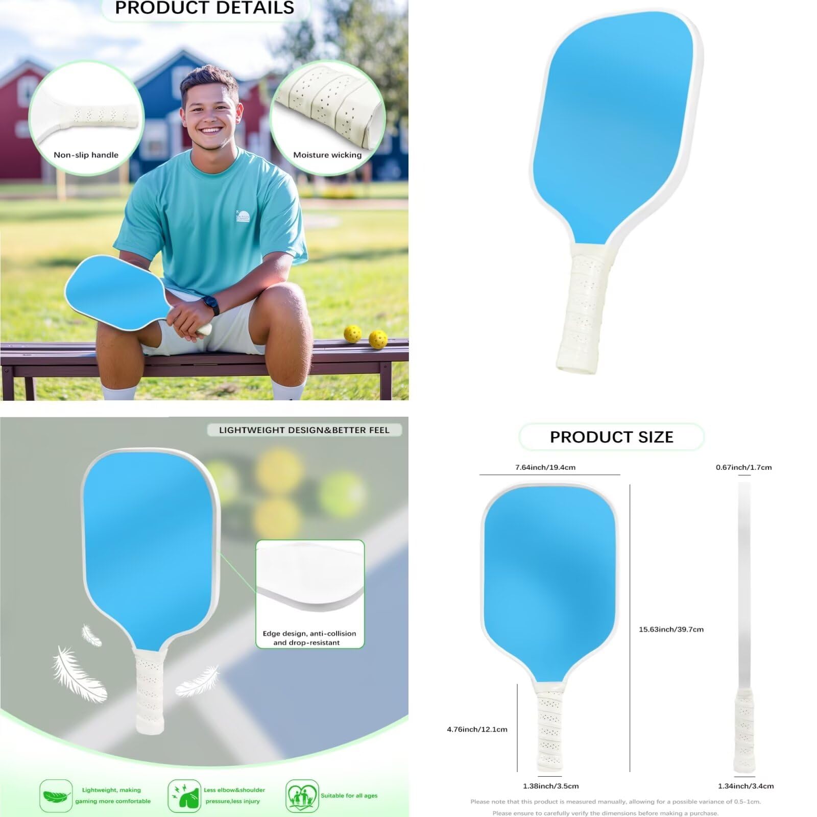 Set di 2 racchette da pickleball, zaino per pickleball, racchette da pickleball, per adulti e adolescenti
