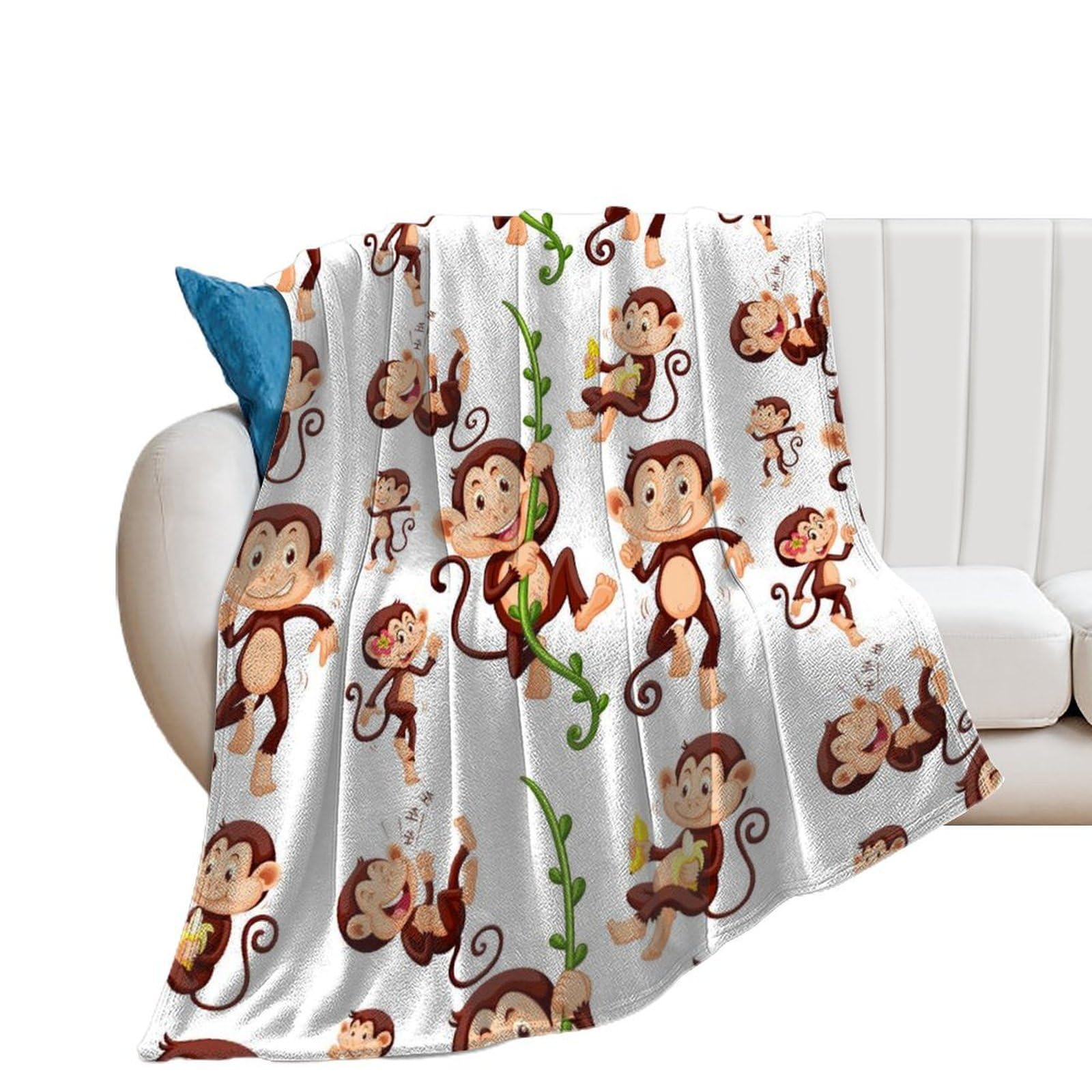 Couverture polaire cartoon monkey, le cadeau réconfortant parfait