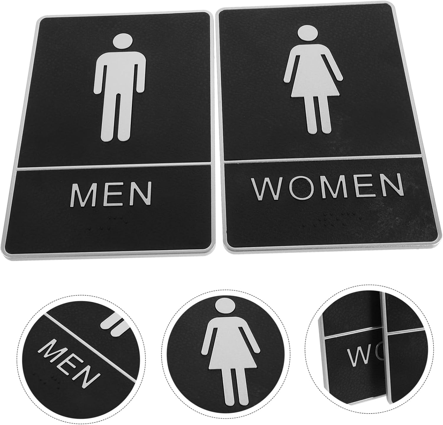 2pcs Practical Restroom Signs Plastic Toilet Sign Modern Bathroom Decor Washroom Identification Plate for Men Women