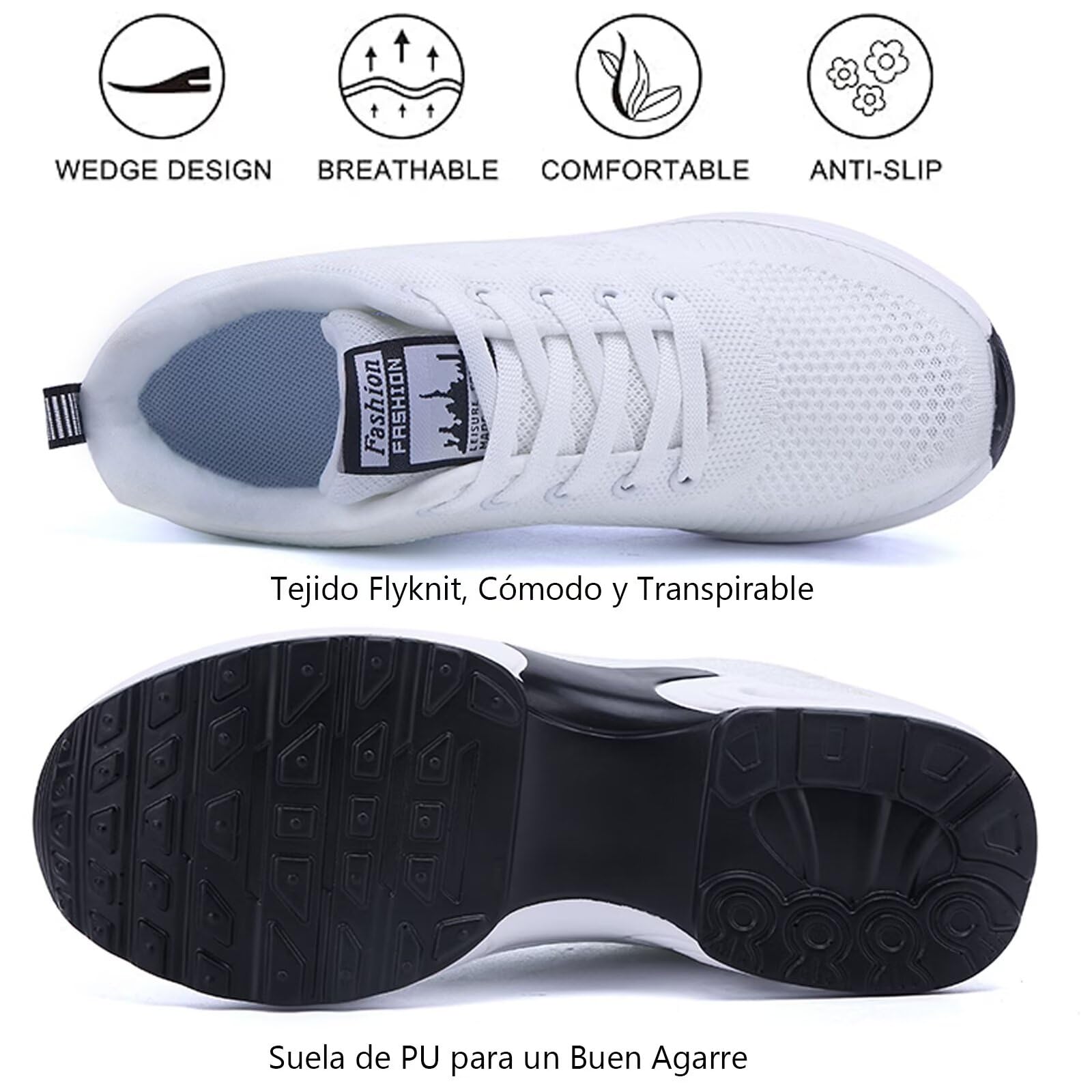 Sneakers con Zeppa da Donna Scarpe da Ginnastica Tacco Inclinato Moda Casual Passeggio Scarpe Outdoor Tennis Piattaforma Tacco Nascosto 8CM