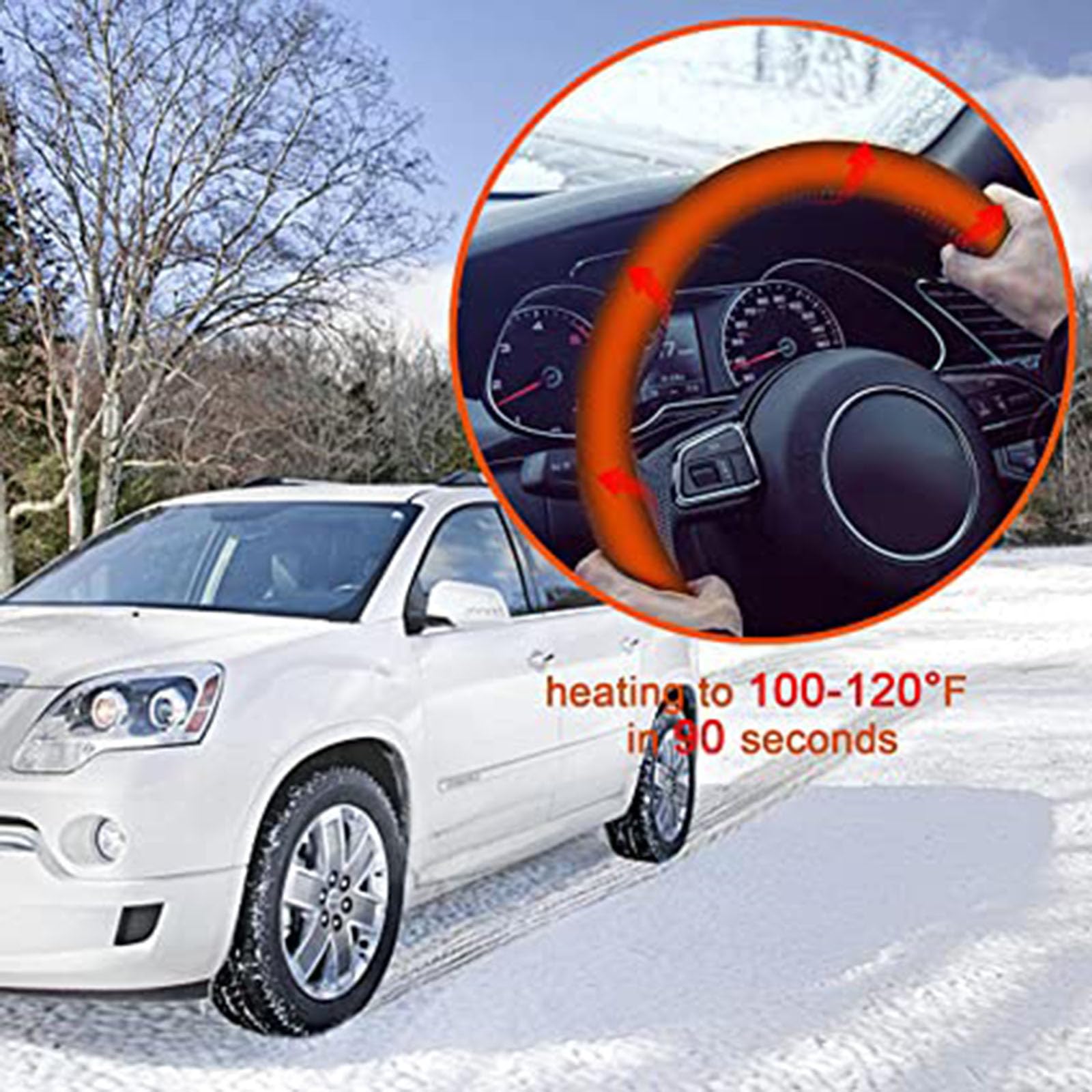 Housse chauffante élégante pour intérieur de voiture de 37 à 38 cm - 12 V - Housse chauffante pour l'hiver