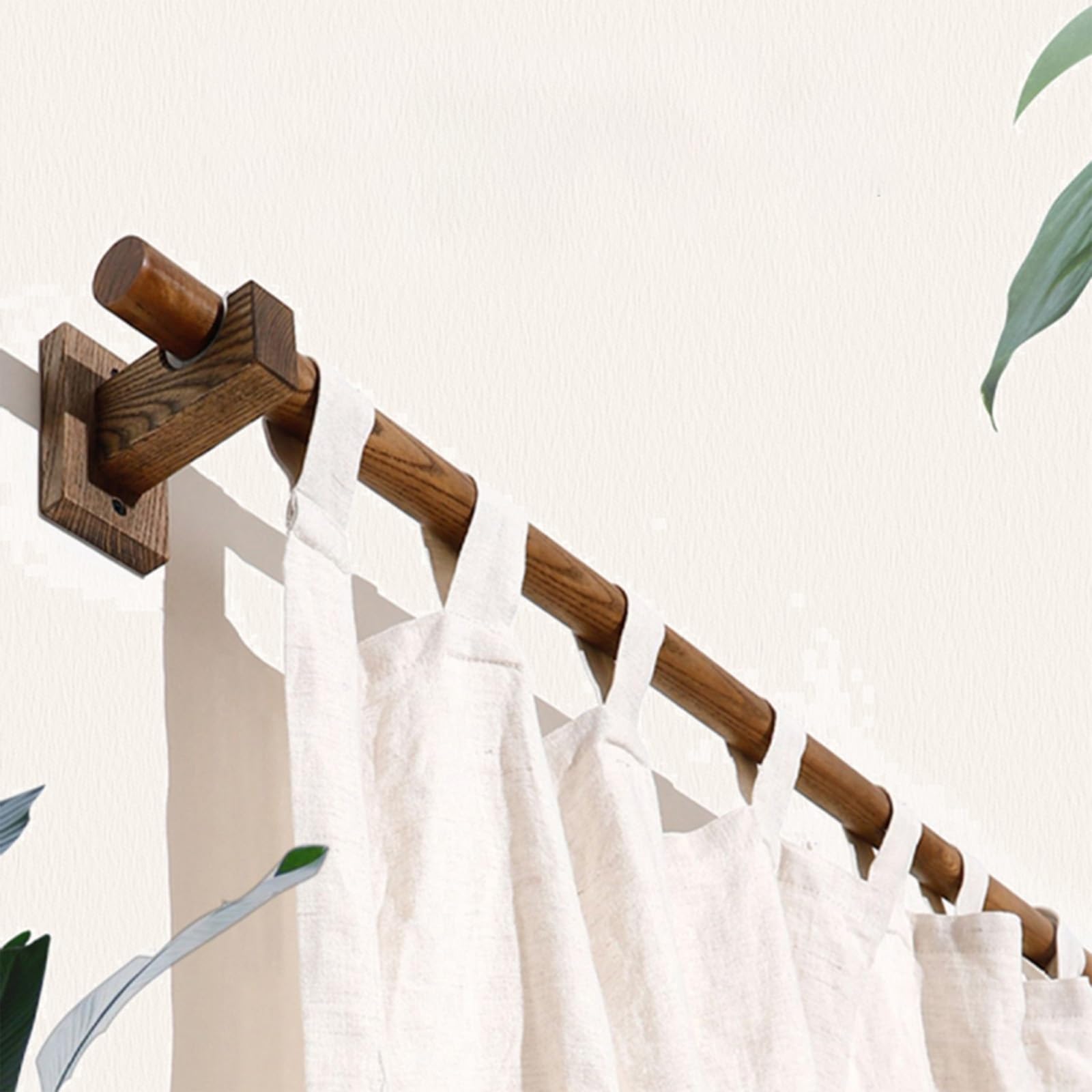 Ele & Window Treatment Solut - Asta singola / doppia in noce massiccio con staffe, 120 cm, per interni ed esterni