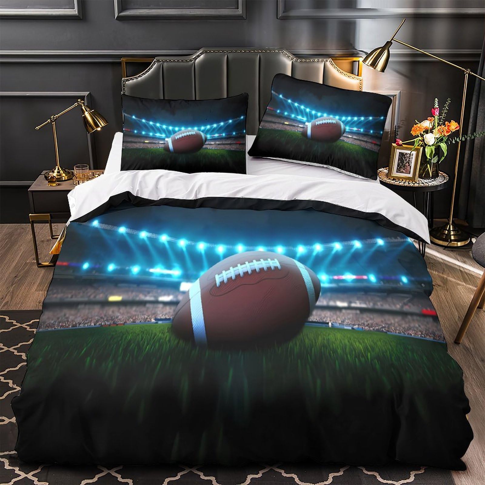 Housse de couette football américain 200x200cm pour chambre d'enfant passionné