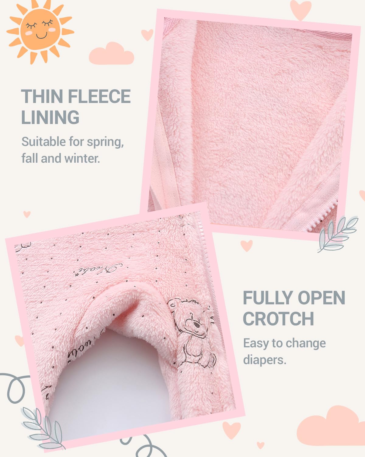 WYTbaby Tuta da neve per bambini, in pile con cappuccio, invernale, autunno, caldo, per ragazzi e ragazze, 0-12 mesi
