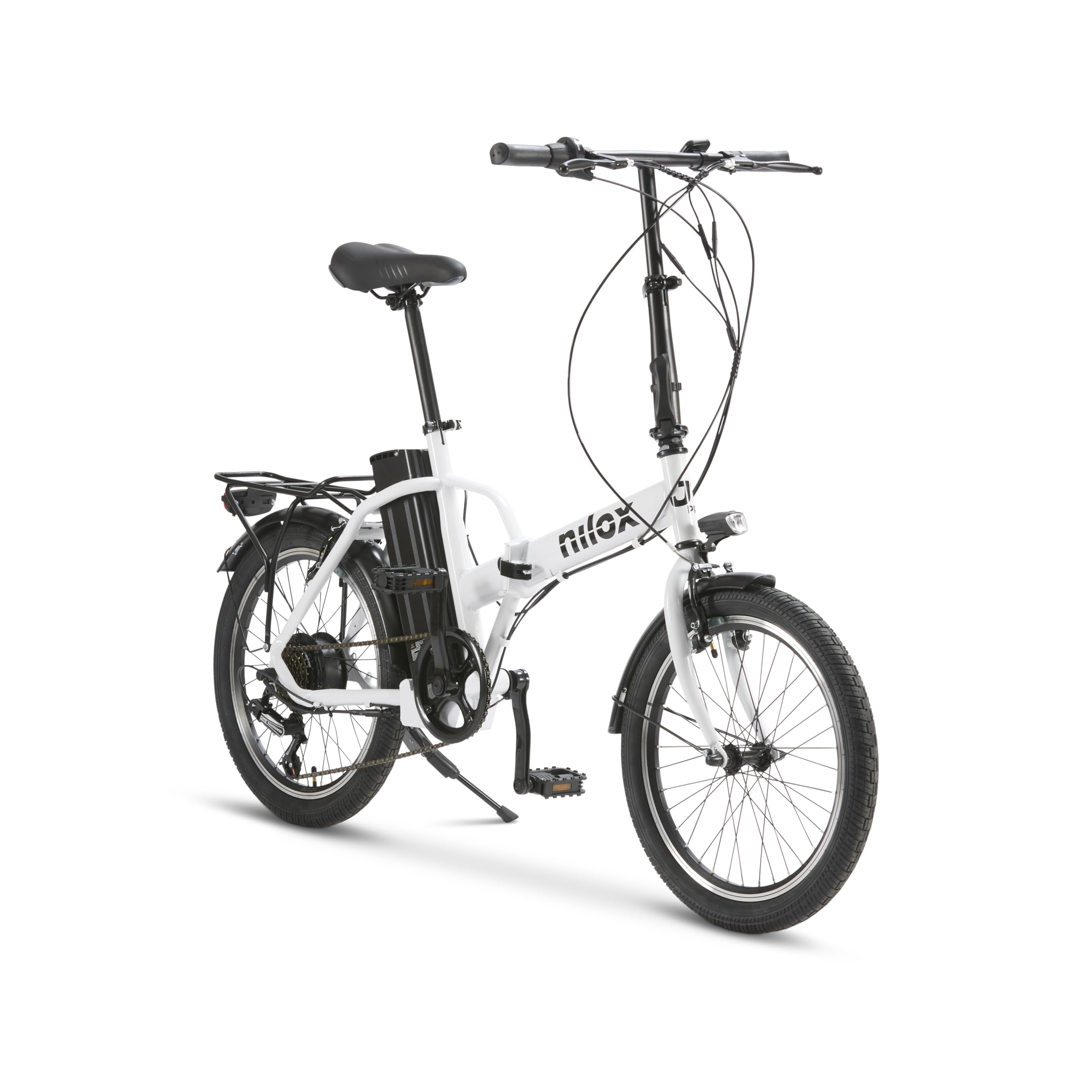 Nilox J1 PRO Bicicleta Eléctrica Plegable, Autonomía 40km y Velocidad 25 km/h, Motor Trasero 250 W y Batería Litio Extraíble 8 Ah, E-bike con Pantalla LED 5 niveles