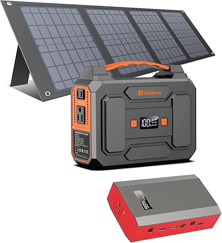 Estación de energía solar portátil de 100 W con panel solar plegable de 40 W, banco de energía portátil de 65 W 110 V con salida de CA para uso de