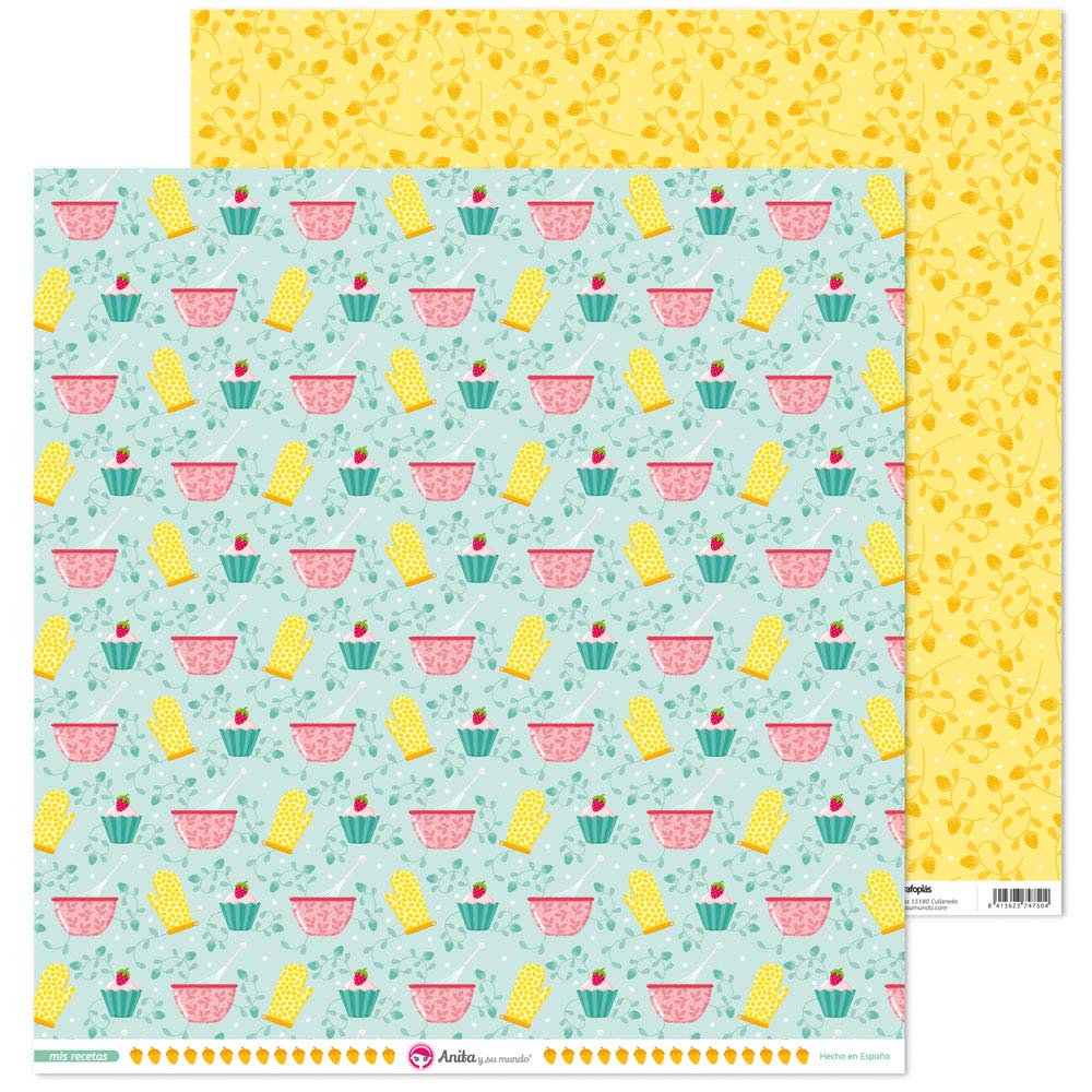 Anita and Su Mundo Collection My Recipes Scrapbooking Papers, Paper, Desserts, 12" x 12"
