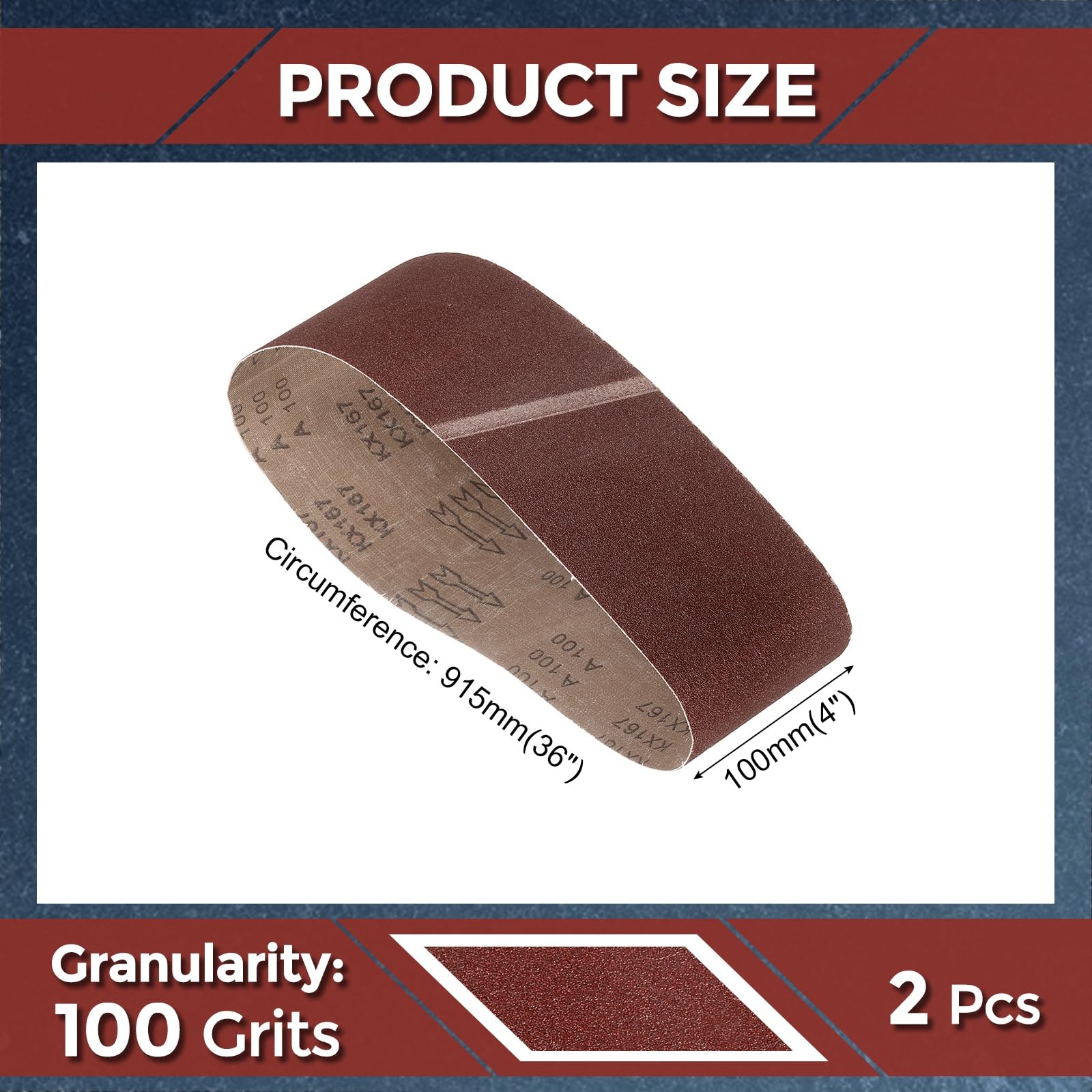 Kozelo 10 Pcs Sanding Belts 100mm x 915mm 100 Grit Aluminum Oxide Abrasive Sandpaper for Belt Sander Metal Grinding Wood Working Weld Rust Removal - Image 2