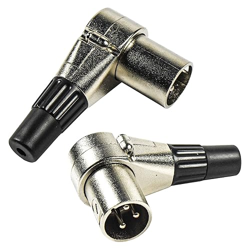 HQRP Paquete de 2 conectores macho XLR de 3 pines ajustables en ángulo recto con 7 posiciones diferentes, compatible con banda de audio profesional