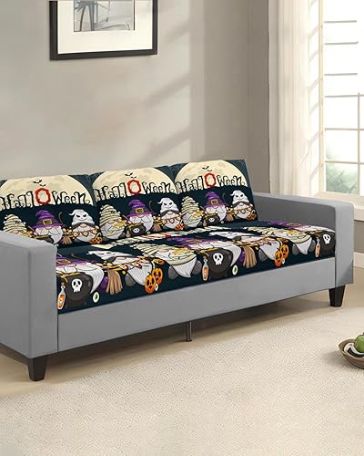 Miniatura 9 de Fundas de cojín de Navidad color gris degradado para sofá, funda elástica para sofá con parte inferior elástica, diseño de muñeco de nieve, copo de