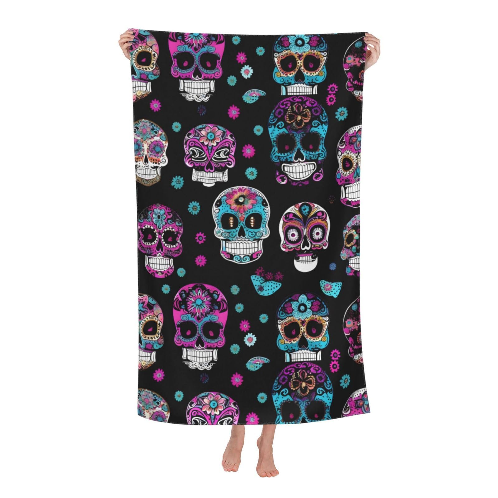 Cbaaghh Colorful Skulls Print Print Adult Beach Towels,Beach & Pool Towel,Beach Towels,Towels For Camping