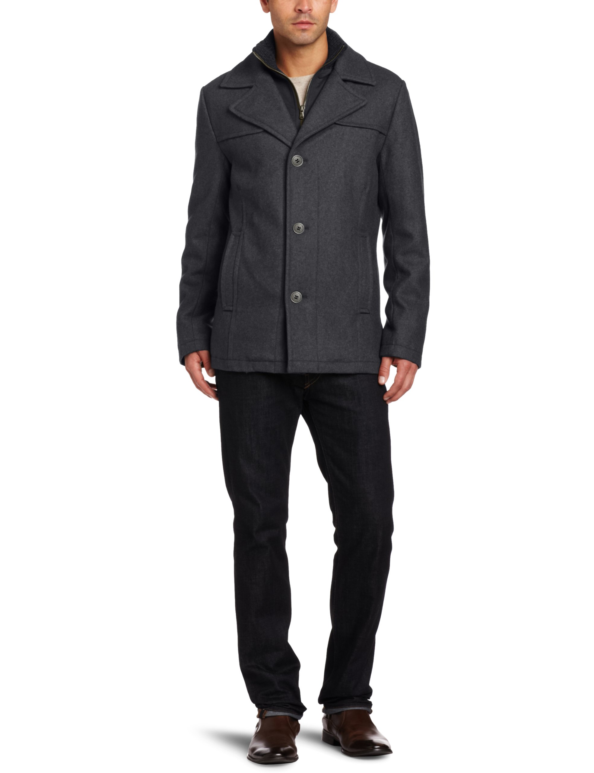 Kenneth Cole New York Men's Legacy Melton Single Breasted Coat