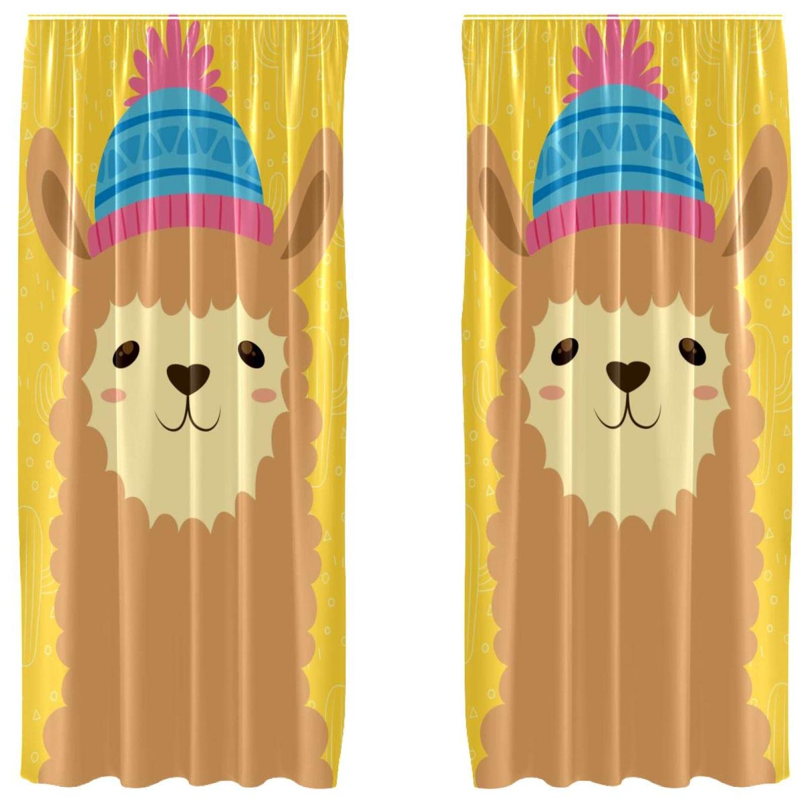Cortinas de ventana decorativas de alpacas amarillas para llenar de alegría y ternura el hogar