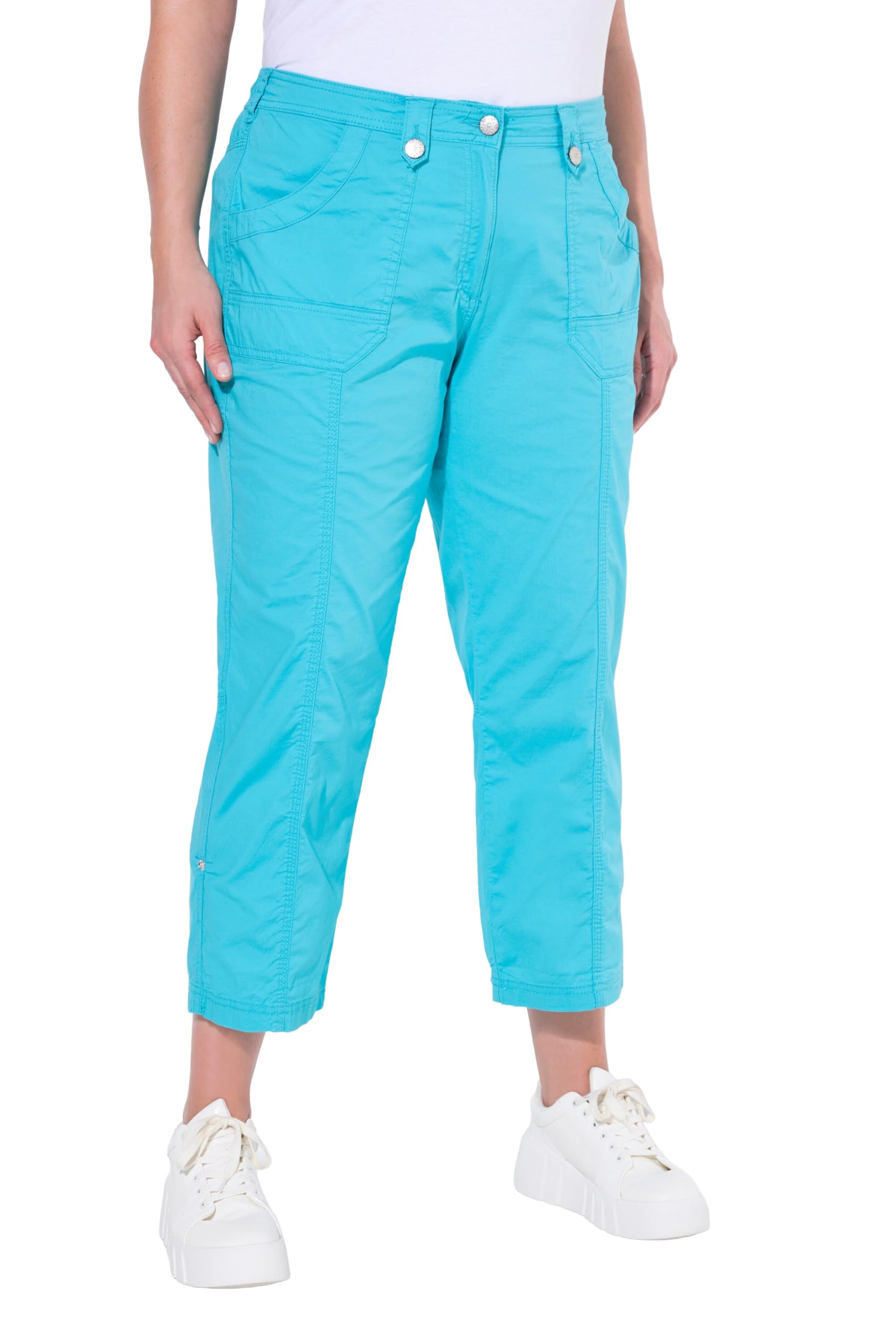 Ulla Popken Damen Pants Roll-tab Hem Stretch Cargo Pants