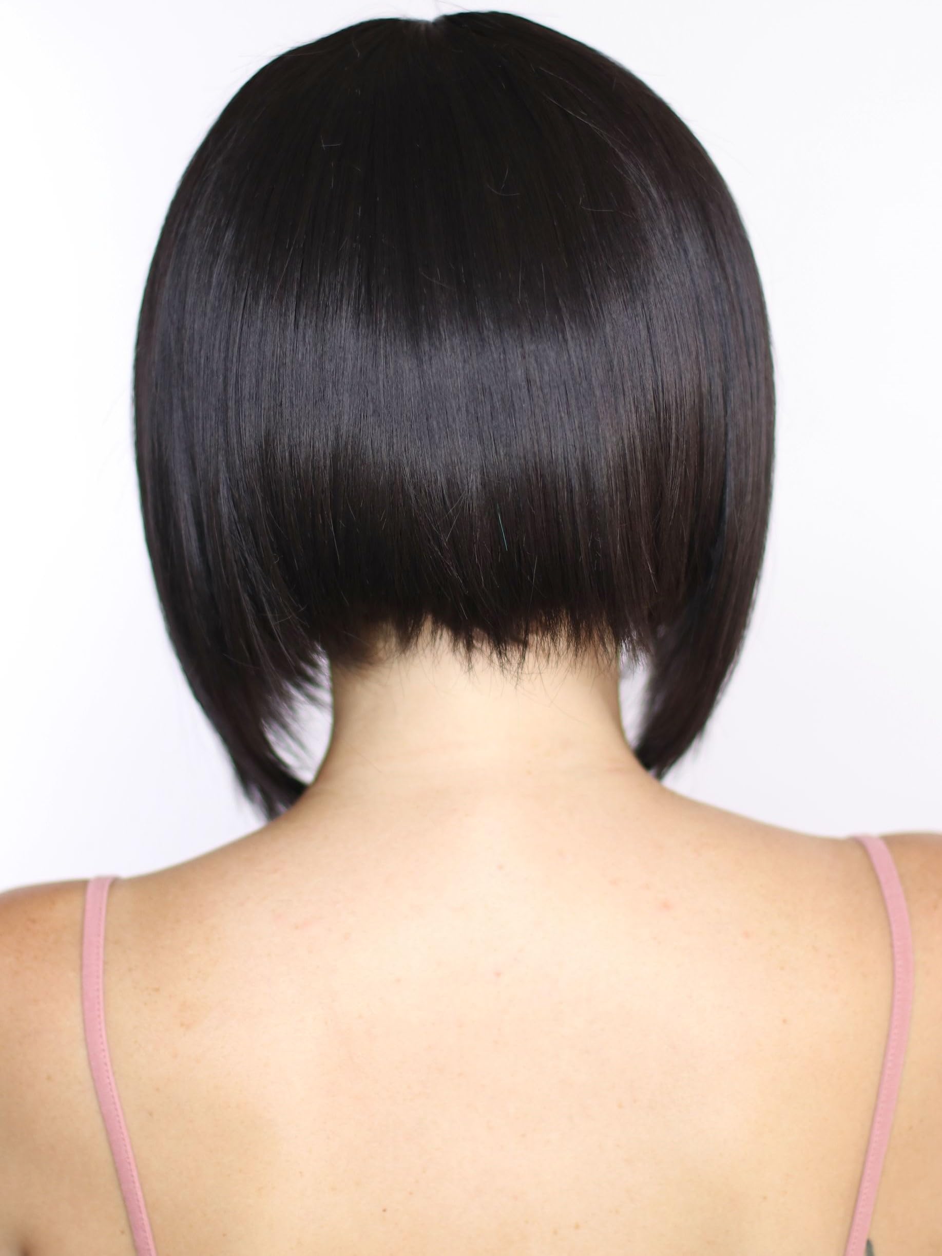 Prettyland Donna Ladies Parrucca corta dritta a gradini Bob Cut Wig Nero C2459