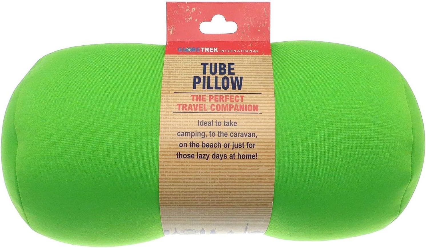 Contour Bead Filled Tube Pillow/Comfort Neck Cushion. Travel & Camping. Neon (Green)