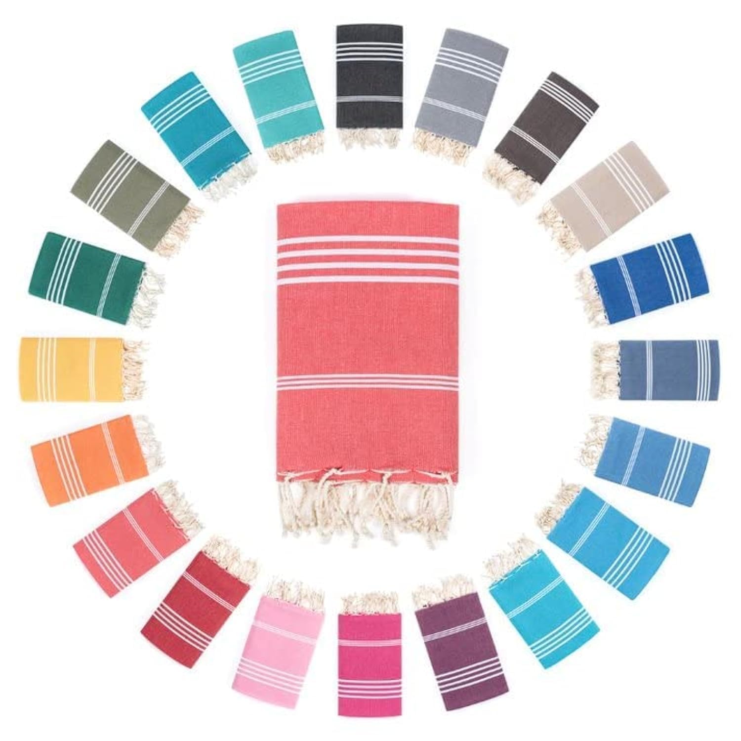 Darido Coral Handmade Turkish Fouta Hammam Towel - Xxl Sauna, Bath, & Beach Towel 100 X 200 Cm - 100% Cotton - Lightweight, Soft & Absorbent - Multiuse & Practical