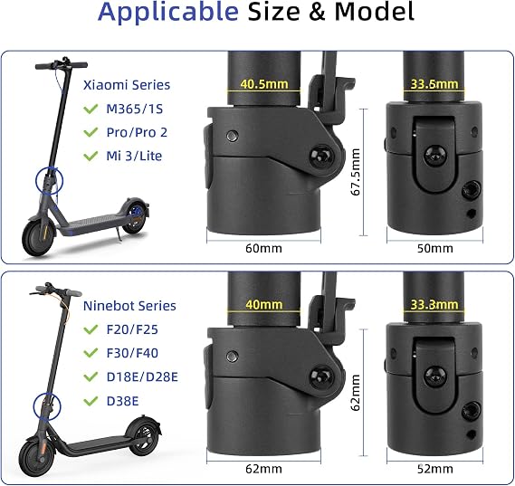 ulip Electric Scooters Folding Clamp Aluminum Vertical Rod Rugged Lock Parts Tighten Clamp Accessories for Xiaomi M365 Pro Pro2 1S MI3 Lite and Ninebot F20 F25 F30 F40 Series(Gray)