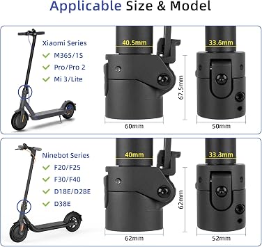 ulip Electric Scooters Folding Clamp Aluminum Vertical Rod Rugged Lock Parts Tighten Clamp Accessories for Xiaomi M365 Pro Pro2 1S MI3 Lite and Ninebot F20 F25 F30 F40 Series(Gray)