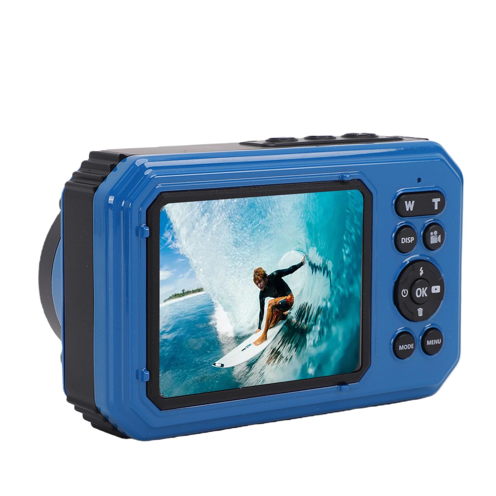 Jiawu Cámara Subacuática, 4K 64MP 33FT Impermeable Pantalla Dual Flotante, Cámara Digital Impermeable con Zoom 16X Enfoque Automático para Snorkel Natación Actividades Acuáticas